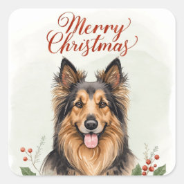 Merry Christmas Dog Festive Holiday Cute Sticker