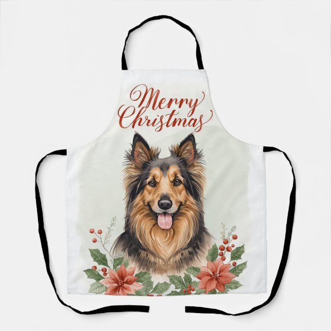 Merry Christmas Dog Festive Holiday Kitchen Apron Schürze (Vorderseite)