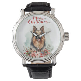Merry Christmas Dog Holiday Gift Wrist Watch Armbanduhr