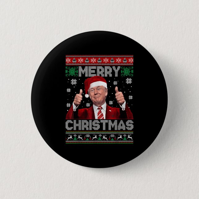 Merry Christmas Donald Trump Santa Family Xmas Ugl Button (Vorderseite)