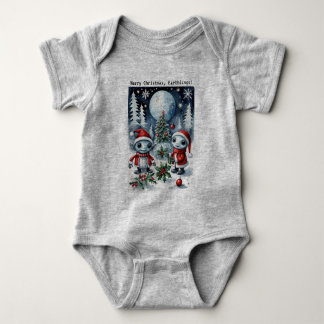Merry Christmas Eathlings Cute Santa Aliens Baby Strampler
