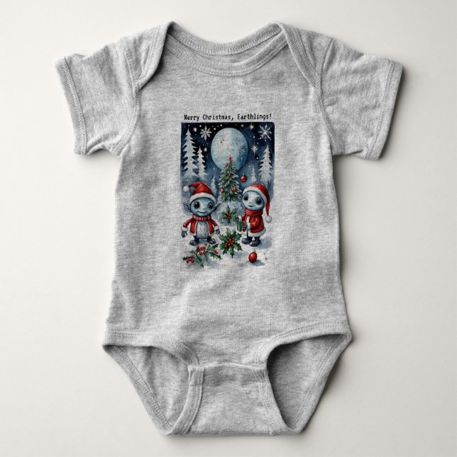 Merry Christmas Eathlings Cute Santa Aliens Baby Strampler (Vorderseite)