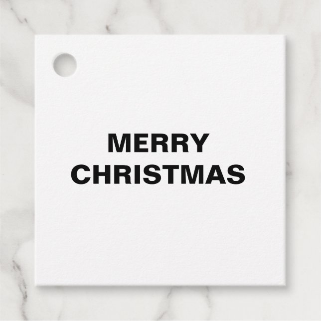 MERRY CHRISTMAS EINFACHE WEISSE TAG GESCHENKANHÄNGER (Vorderseite)