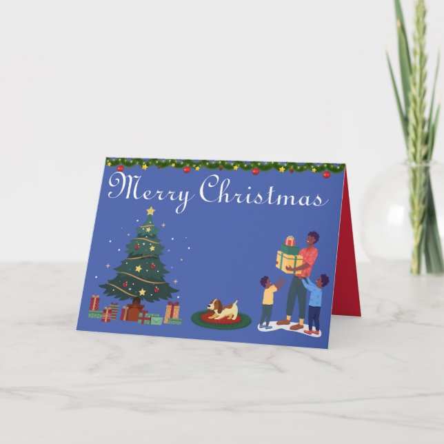 MERRY CHRISTMAS ETHNIC AFRIKANAMERIKANISCHE FAMILI KARTE (Vorderseite)
