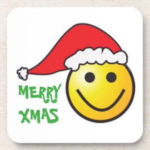 MERRY CHRISTMAS FACE SANTA CLAUS GETRÄNKEUNTERSETZER