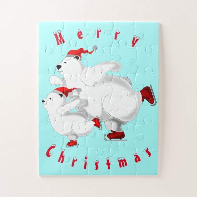 Merry Christmas Family Bears Jigsaw Puzzle Gift (Vertikal)