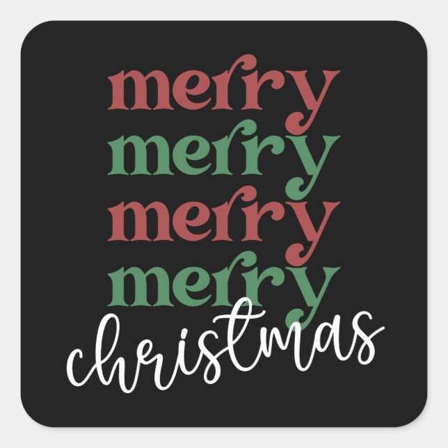 Merry Christmas Family Christmas Celebration Gifts Quadratischer Aufkleber (Vorderseite)