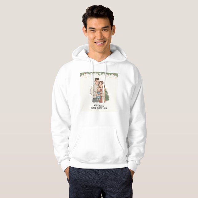 Merry Christmas Family Hoodie for Men – Personaliz (Vorne ganz)