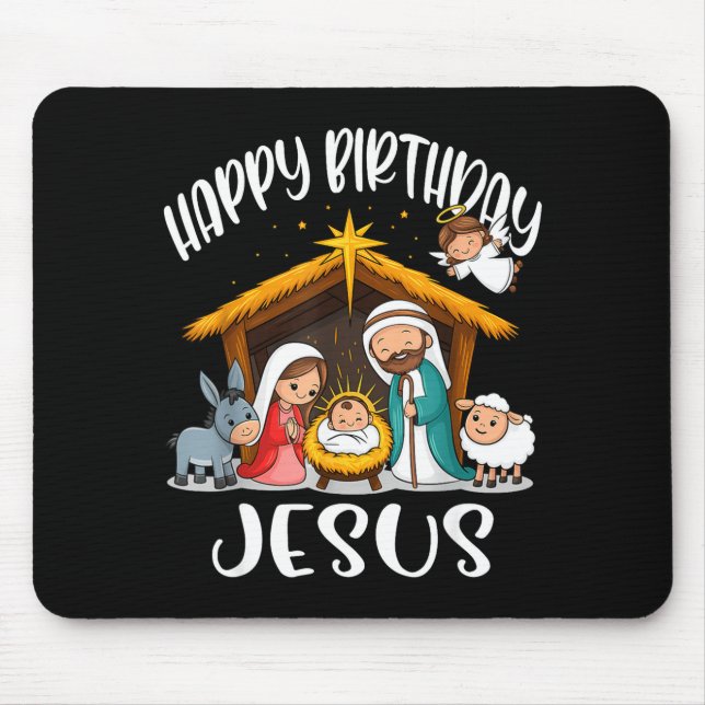 Merry Christmas Family Kid Nativity Happy Birthday Mousepad (Vorne)