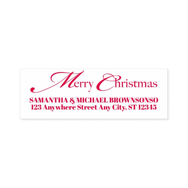 Merry Christmas Family Name Address Permastempel (Design)