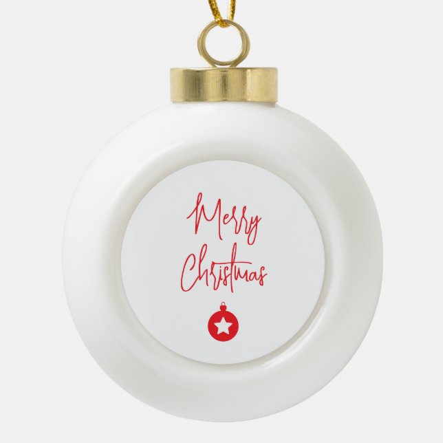 Merry Christmas Family New Year Message Keramik Kugel-Ornament (Vorderseite)
