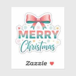 Merry Christmas Festive Bow Sticker