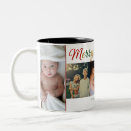 Merry Christmas Five Photo Mug – Custom Holiday Zweifarbige Tasse