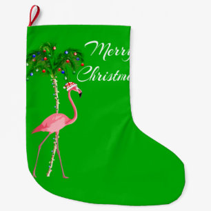 Merry Christmas Flamingo Großer Weihnachtsstrumpf