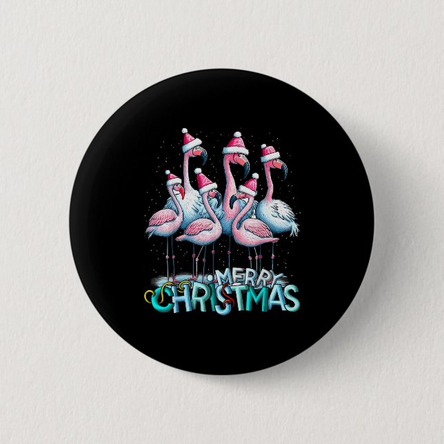 Merry Christmas Flamingo Squad Trocal Style  Button (Vorderseite)