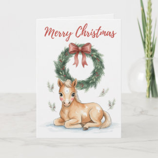 Merry Christmas Foal Card Cute Horse Lover Karte