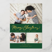 Merry Christmas Foil Script 3 Collage Multi-Foto