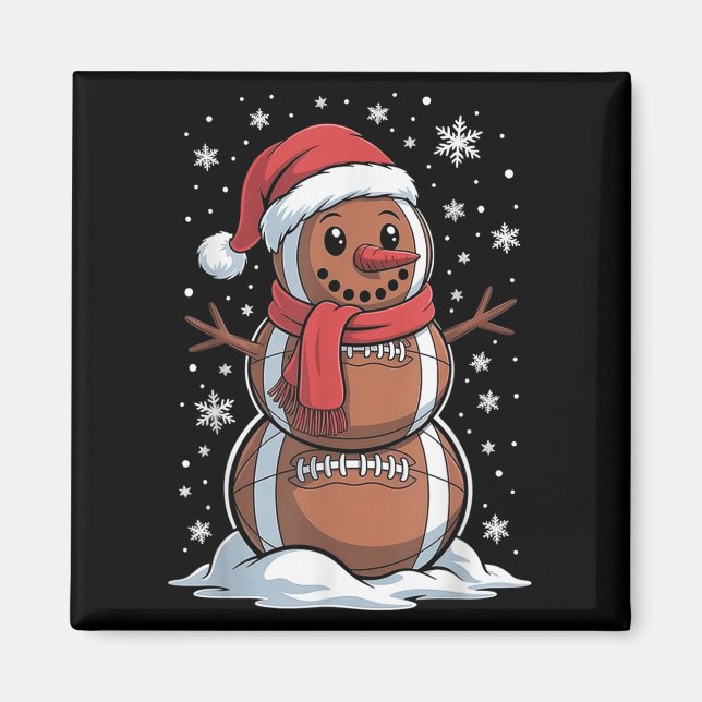 Merry Christmas Football Snowman Holiday Srts Xmas Magnet (Vorne)