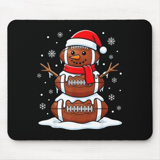 Merry Christmas Football Snowman Holiday Srts Xmas Mousepad (Vorne)