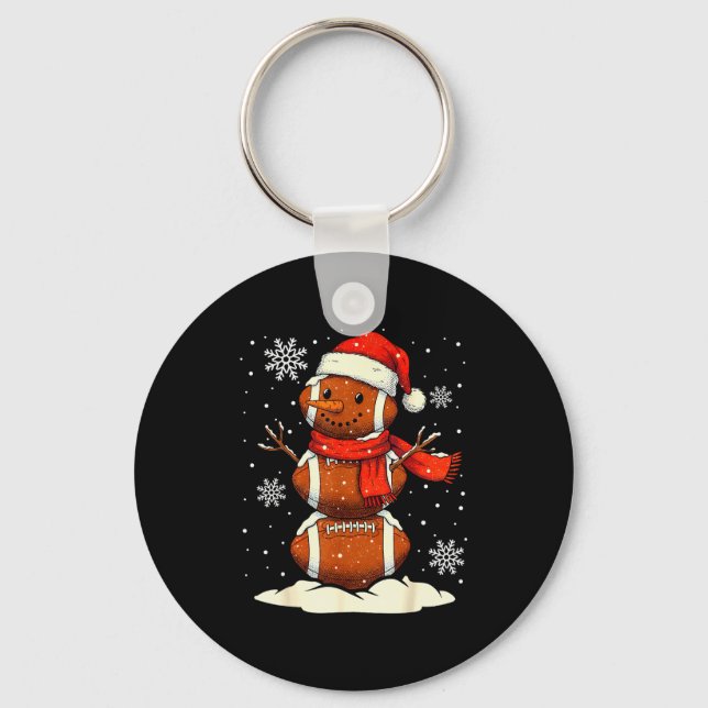 Merry Christmas Football Snowman Holiday Srts Xmas Schlüsselanhänger (Vorderseite)