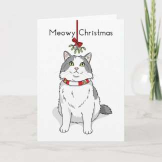 Merry Christmas For Anyone Cat Under Mistletoe Feiertagskarte