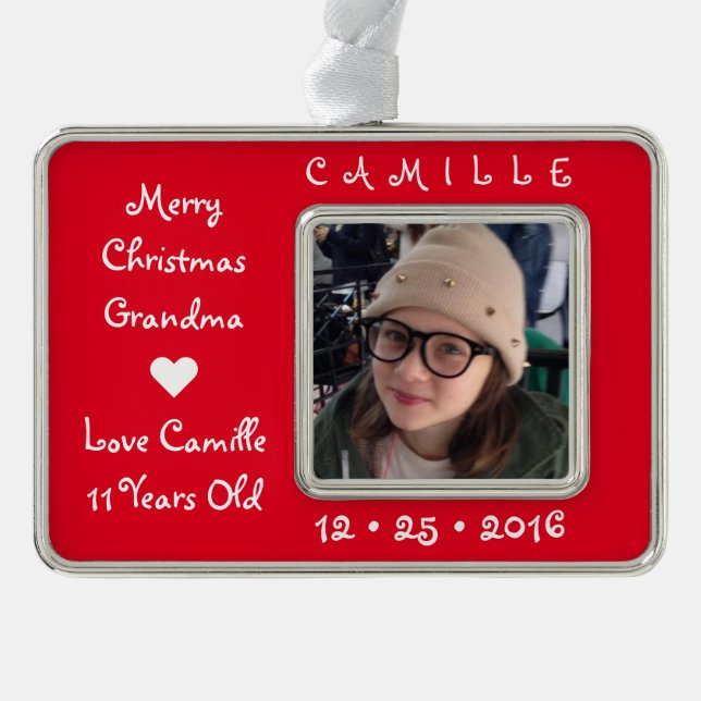 MERRY CHRISTMAS ♥︎ FOTO ERINNERUNGEN ♥︎ GIFT Rahmen-Ornament SILBER (Vorderseite)