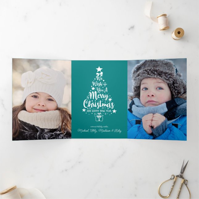 MERRY CHRISTMAS | Foto hinzufügen Dreifach Gefaltete Urlaubskarte (Innenseite)