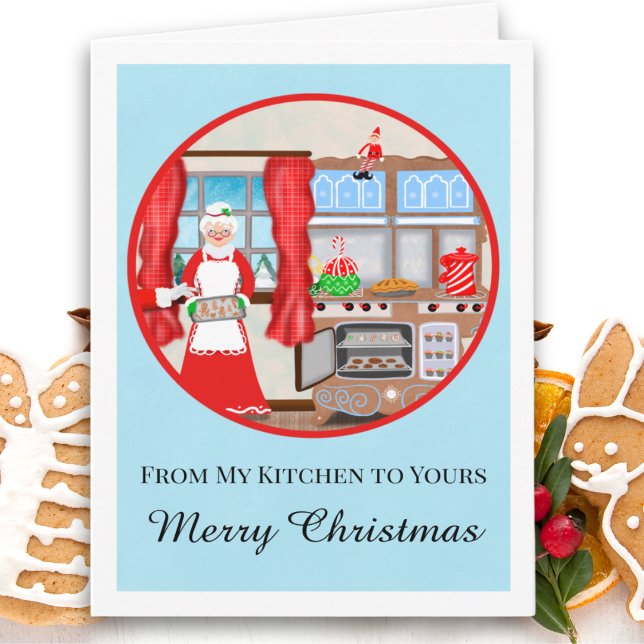 Merry Christmas Frau Claus Kitchen Karte (Von Creator hochgeladen)
