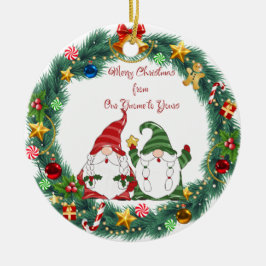 Merry Christmas from Our Gnome to Yours on a  Keramik Ornament