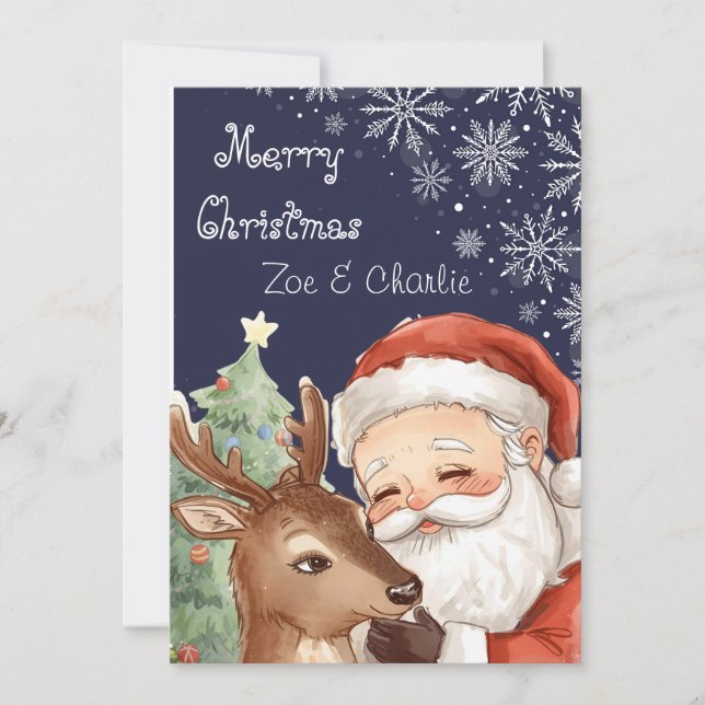 Merry Christmas from Santa & Flat Christmas Card Karte (Vorderseite)