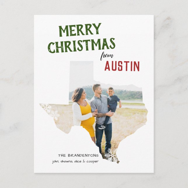 Merry Christmas from Texas One Photo Postkarte (Vorderseite)