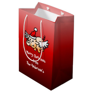 Merry Christmas from The Flying Christmas Pig Mittlere Geschenktüte