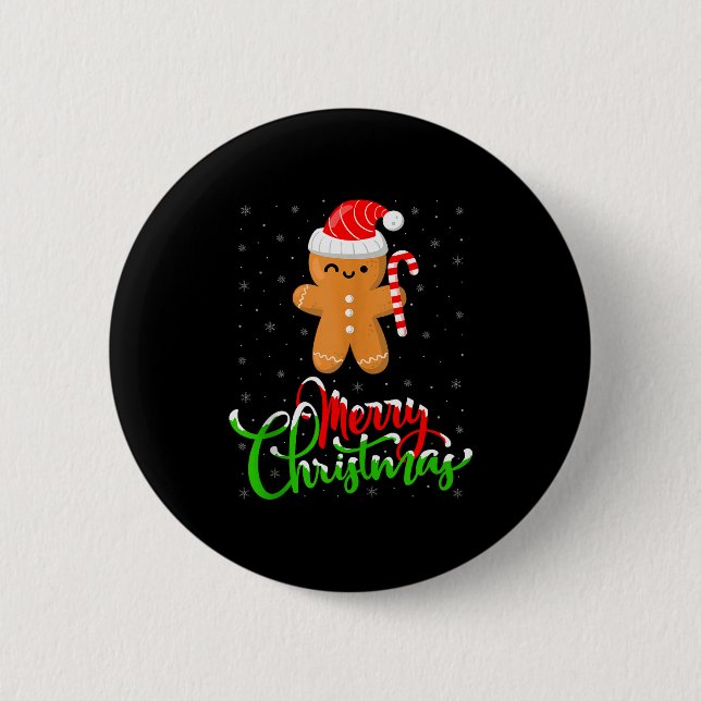 Merry Christmas Funny Gingerbread Cookie Baking Ch Button (Vorderseite)