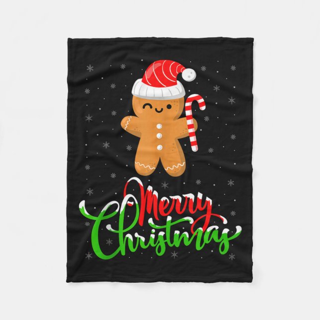 Merry Christmas Funny Gingerbread Cookie Baking Ch Fleecedecke (Vorderseite)