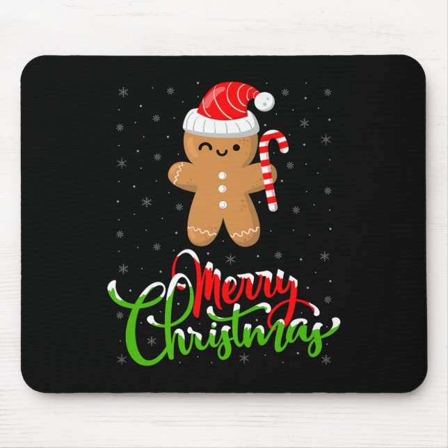 Merry Christmas Funny Gingerbread Cookie Baking Ch Mousepad (Vorne)