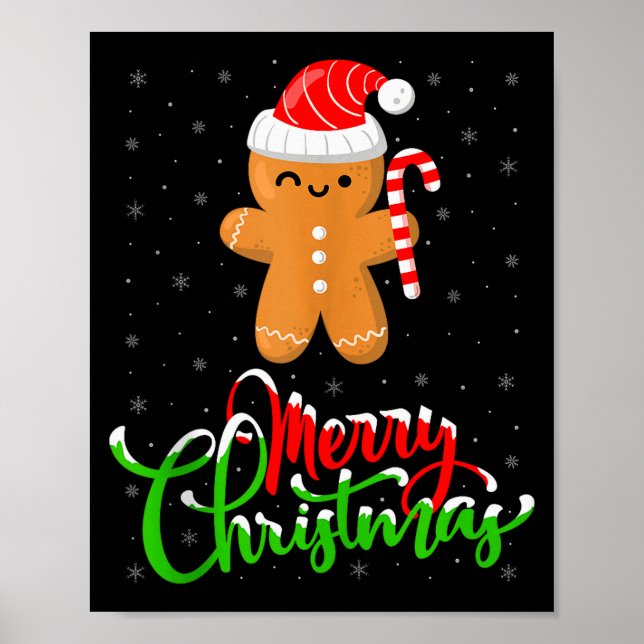 Merry Christmas Funny Gingerbread Cookie Baking Ch Poster (Vorne)