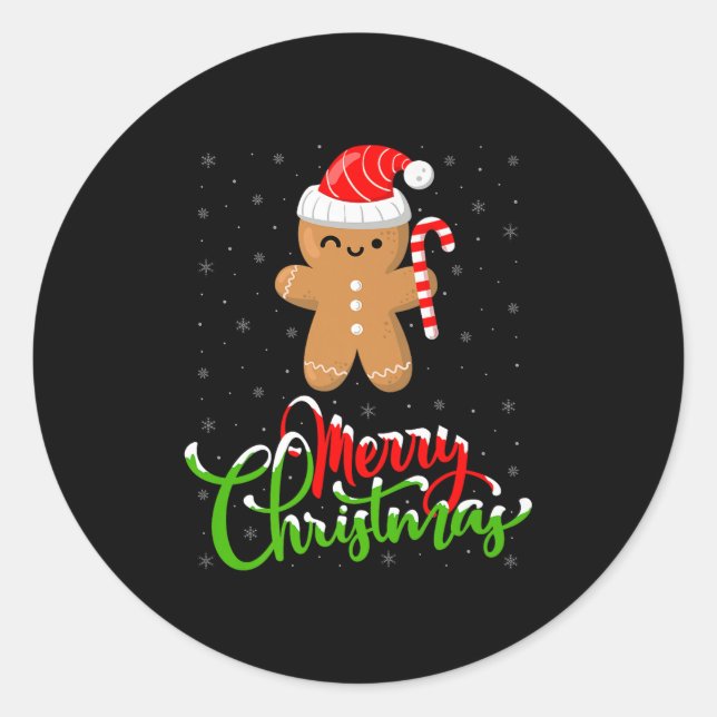 Merry Christmas Funny Gingerbread Cookie Baking Ch Runder Aufkleber (Vorderseite)