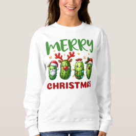 Merry Christmas Funny Holiday Pun Adorable Pickle  Sweatshirt