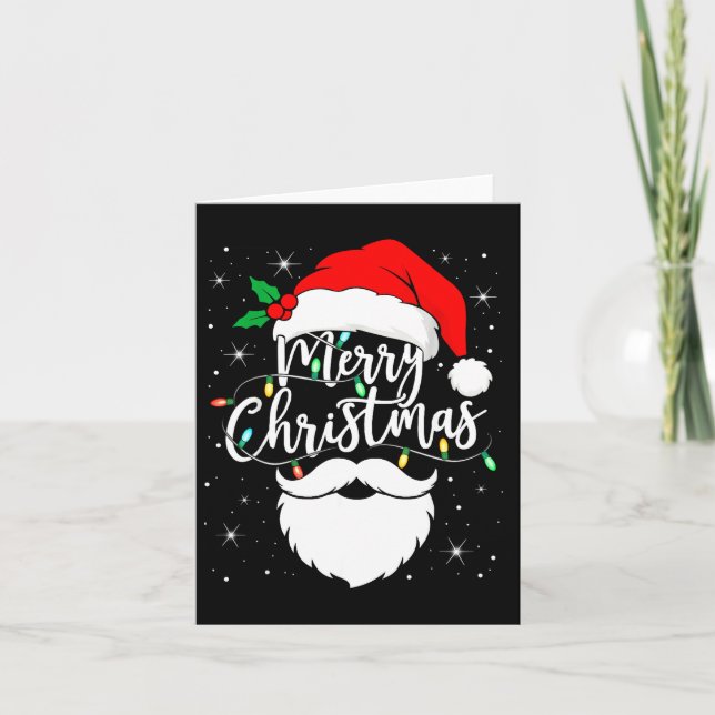 Merry Christmas Funny Santa Claus Hat And Beard Xm Karte (Vorderseite)
