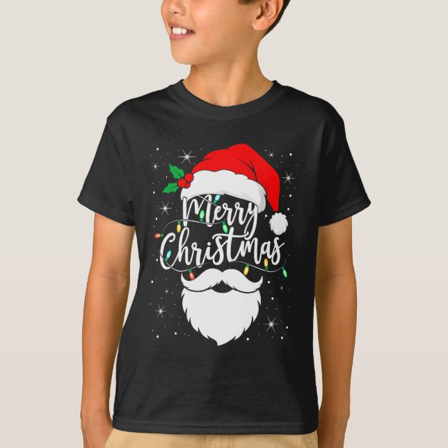 Merry Christmas Funny Santa Claus Hat And Beard Xm T-Shirt (Vorderseite)