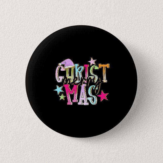 Merry Christmas Funny Santa Squad Pajamas Xmas Hol Button (Vorderseite)