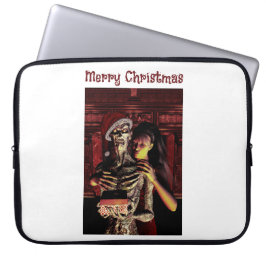 Merry Christmas. Funny skeleton with woman Laptopschutzhülle