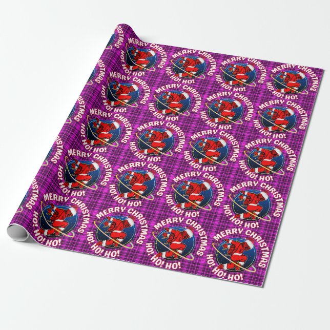 MERRY CHRISTMAS FUNNY SPACE ASTRONAUT GESCHENKPAPIER (Ungerollt)