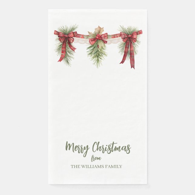 Merry Christmas Garland Paper Guest Towels Serviette (Vorderseite)