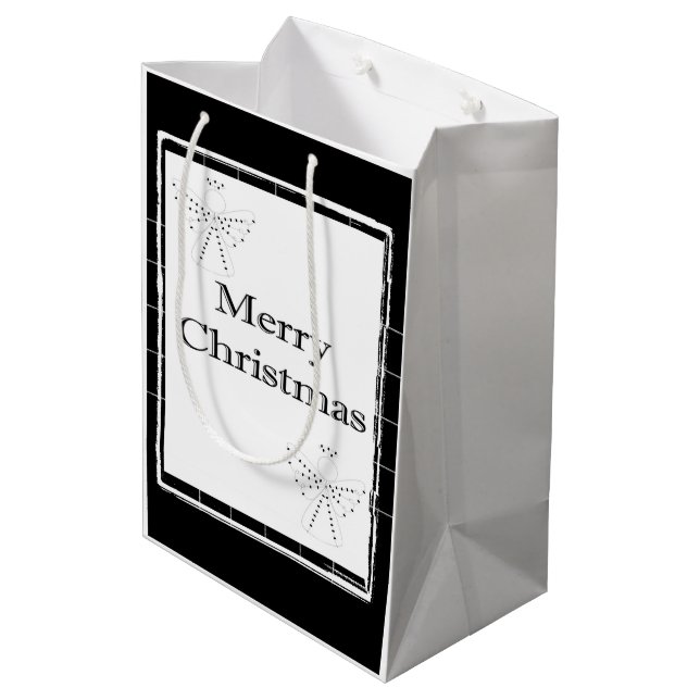 Merry Christmas Gift Bags Mittlere Geschenktüte (Rückseite Schrägansicht)