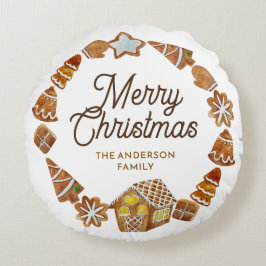 Merry Christmas Gingerbread Cookies Custom Rundes Kissen