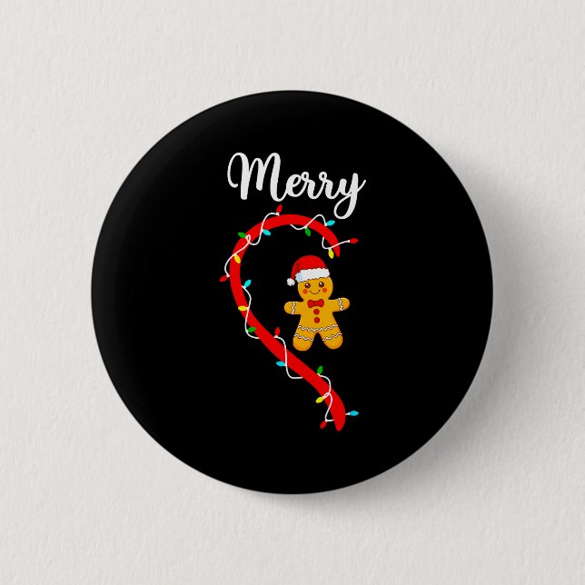 Merry Christmas Gingerbread Couple Xmas Pajamas Ma Button (Vorderseite)