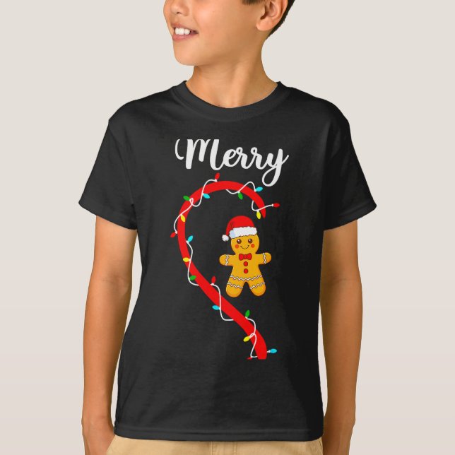 Merry Christmas Gingerbread Couple Xmas Pajamas Ma T-Shirt (Vorderseite)