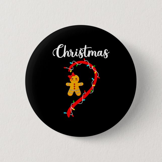 Merry Christmas Gingerbread Couples Xmas Pajamas M Button (Vorderseite)
