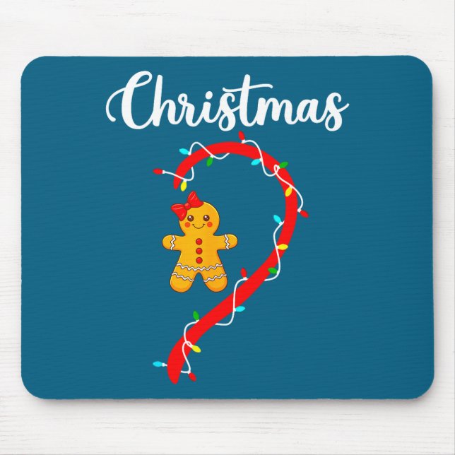 Merry Christmas Gingerbread Couples Xmas Pajamas M Mousepad (Vorne)